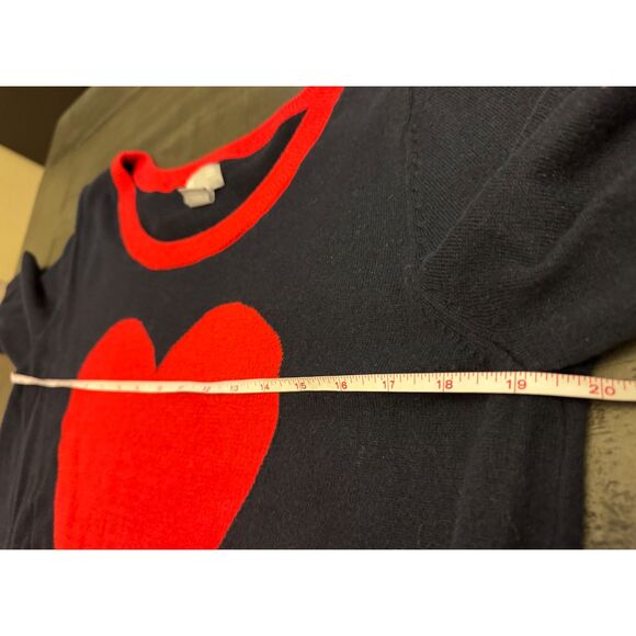 JCP 3/4 Sleeve Navy Sweater Wool Blend w/ Heart- Sz XL - Picture 5 of 9